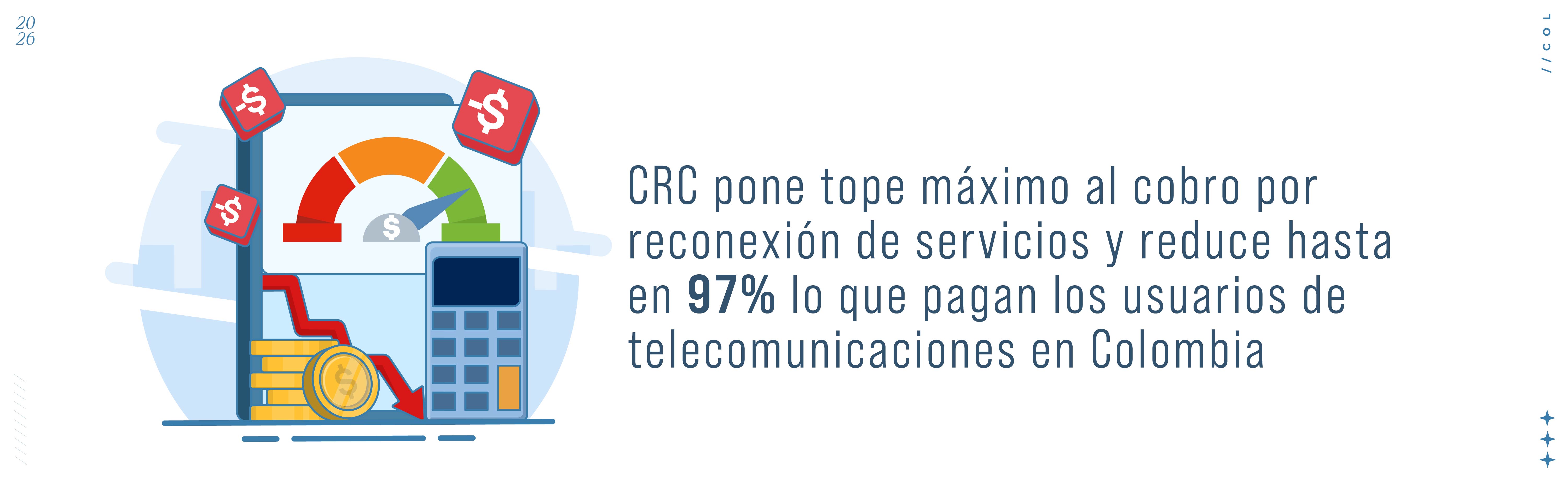 CRC pone tope máximo al cobro por reconexión de servicios y reduce hasta en 97% lo que pagan los usuarios de telecomunicaciones en Colombia
